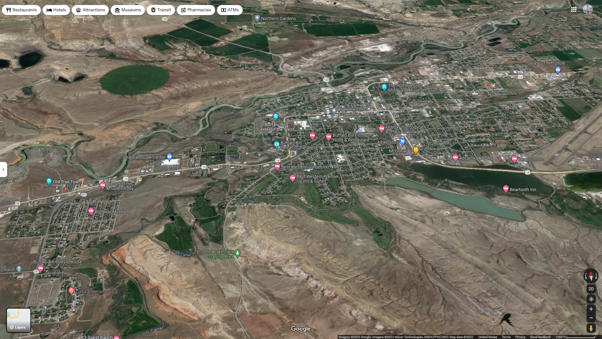 Cody Aerial Map Wyoming